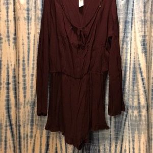 Maroon ruffle romper